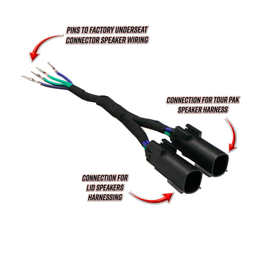 24-SWH-XL Wiring Harness For Adding Rear Saddlebag Lid Speakers With Underseat Harness 24-USSH For 2024-Up Harley Davidson® Motorcycles - Image 2