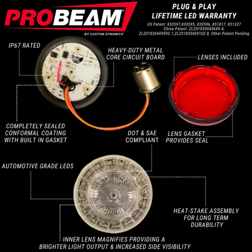 Custom Dynamics PROBEAM LED Rear Turn Signal For 2014-2023 Harley Davidson® Street Glide and Road Glide Motorcycles - Image 4