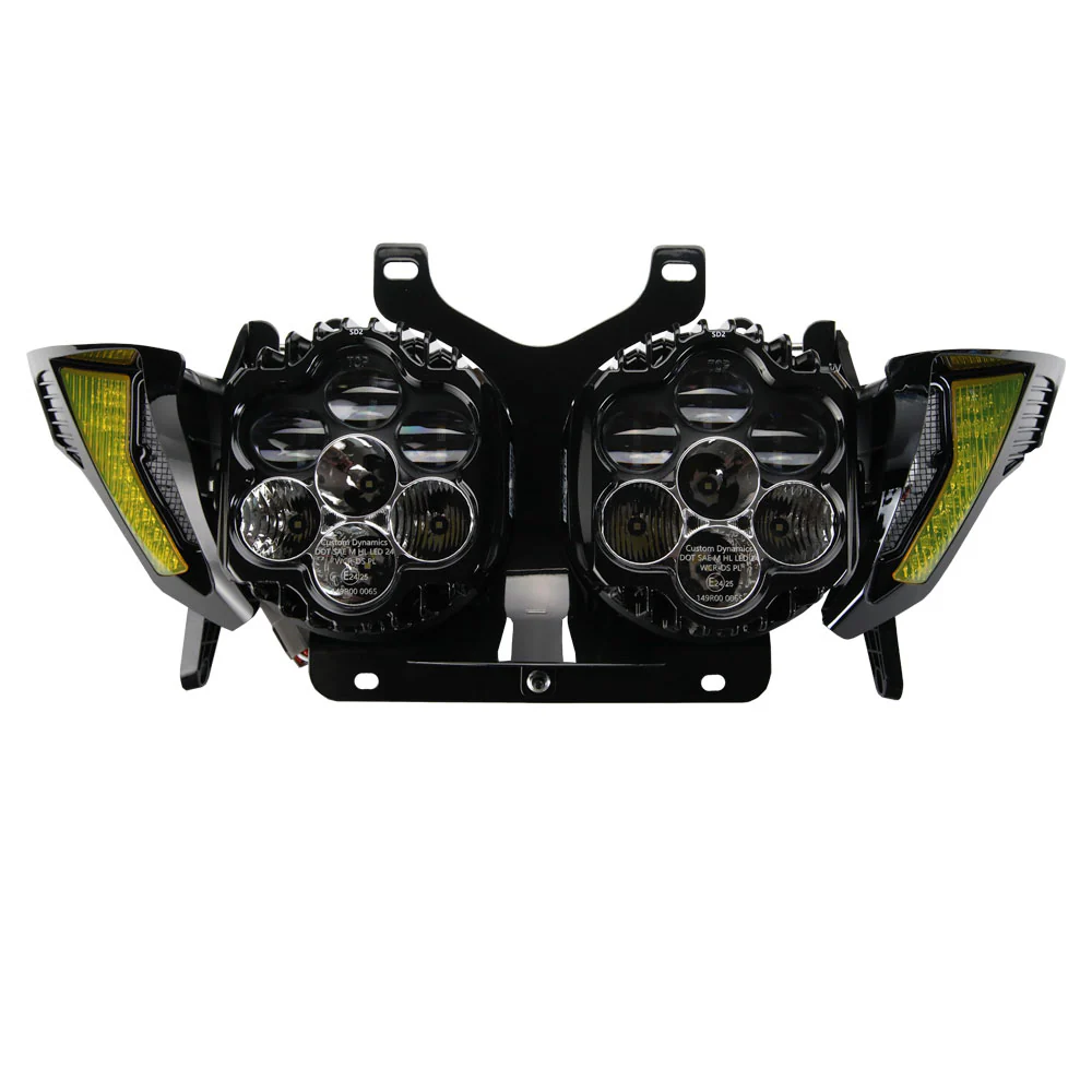 Custom Dynamics Shark Demon® 2 LED Headlight Kit with Front Turn Signal Vents Bundle for 2023.5-2026 Harley Davidson® Road Glide Motorcycles - Image 4