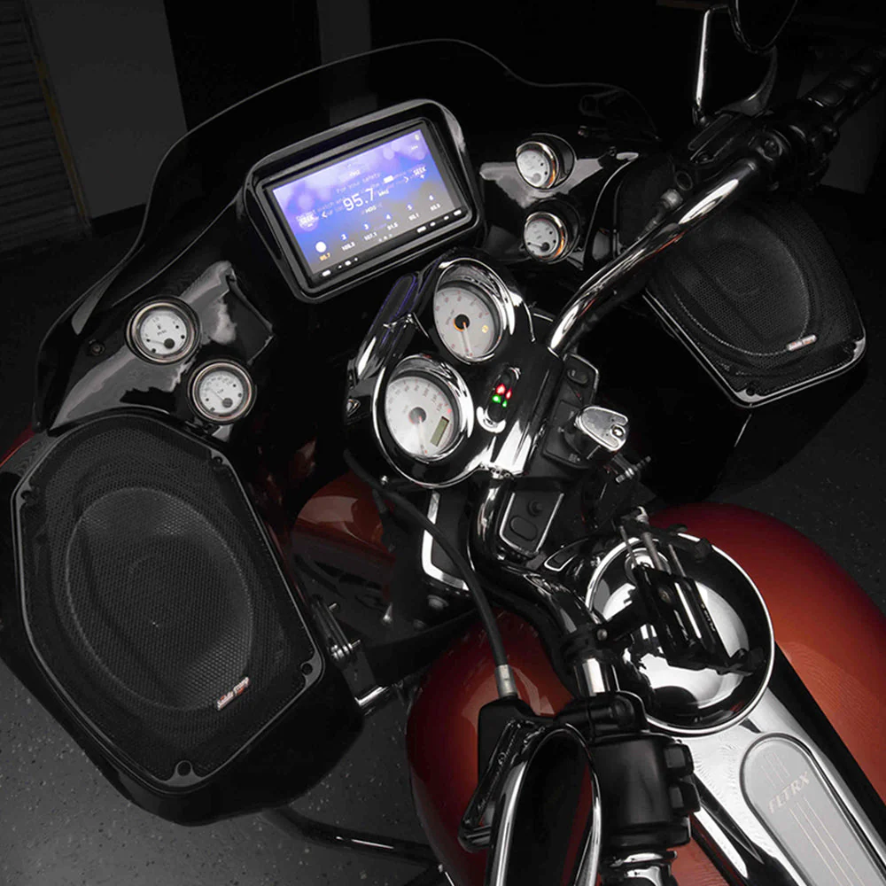 Metra 95-HDIF2 Double Din Kit Painted High Gloss Black for 1998 - 2013 Harley Davidson® Road Glide Motorcycles - Image 4